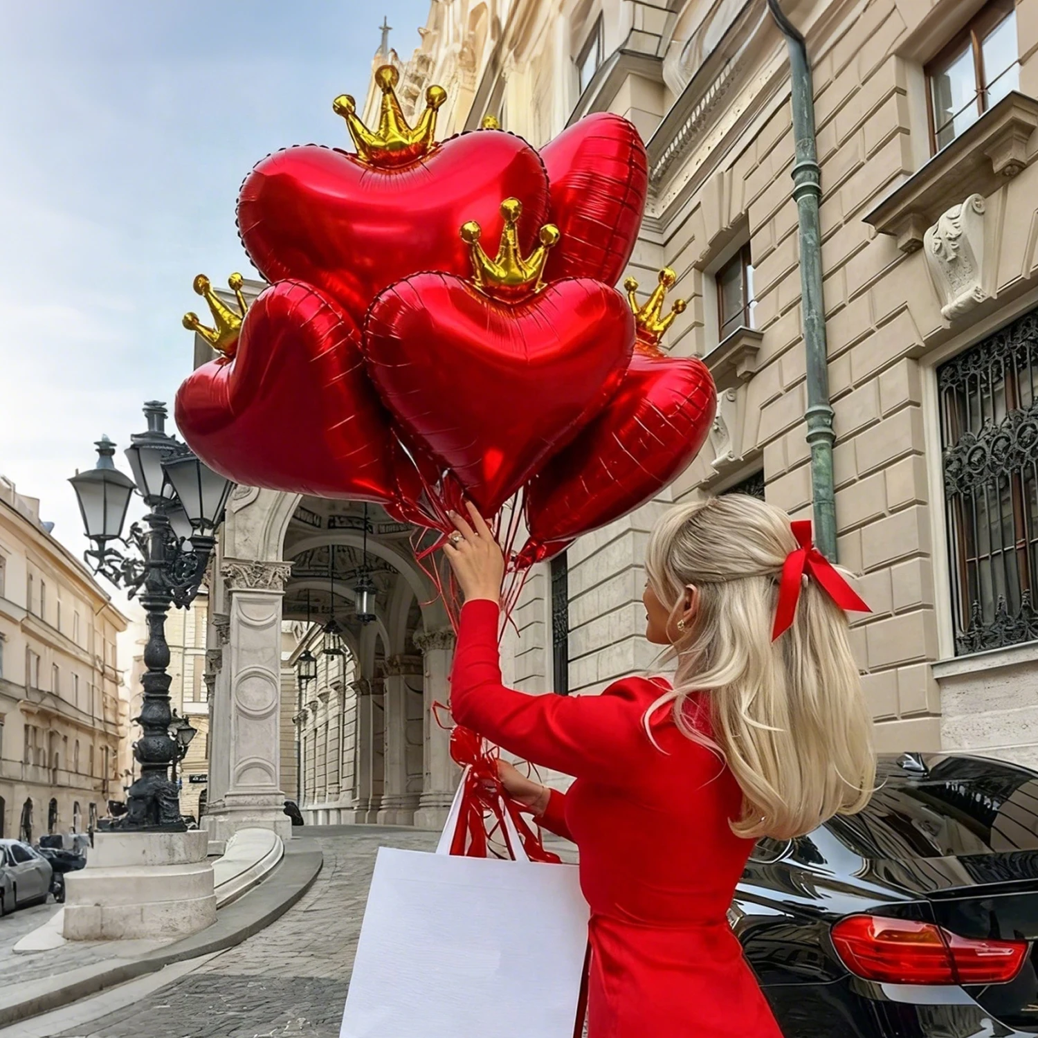 Kronen-Rote Liebes-Aluminiumfolienballons Romantische Ballons Atmosphärische Dekoration für Geburtstag Hochzeit Heiratsantrag
