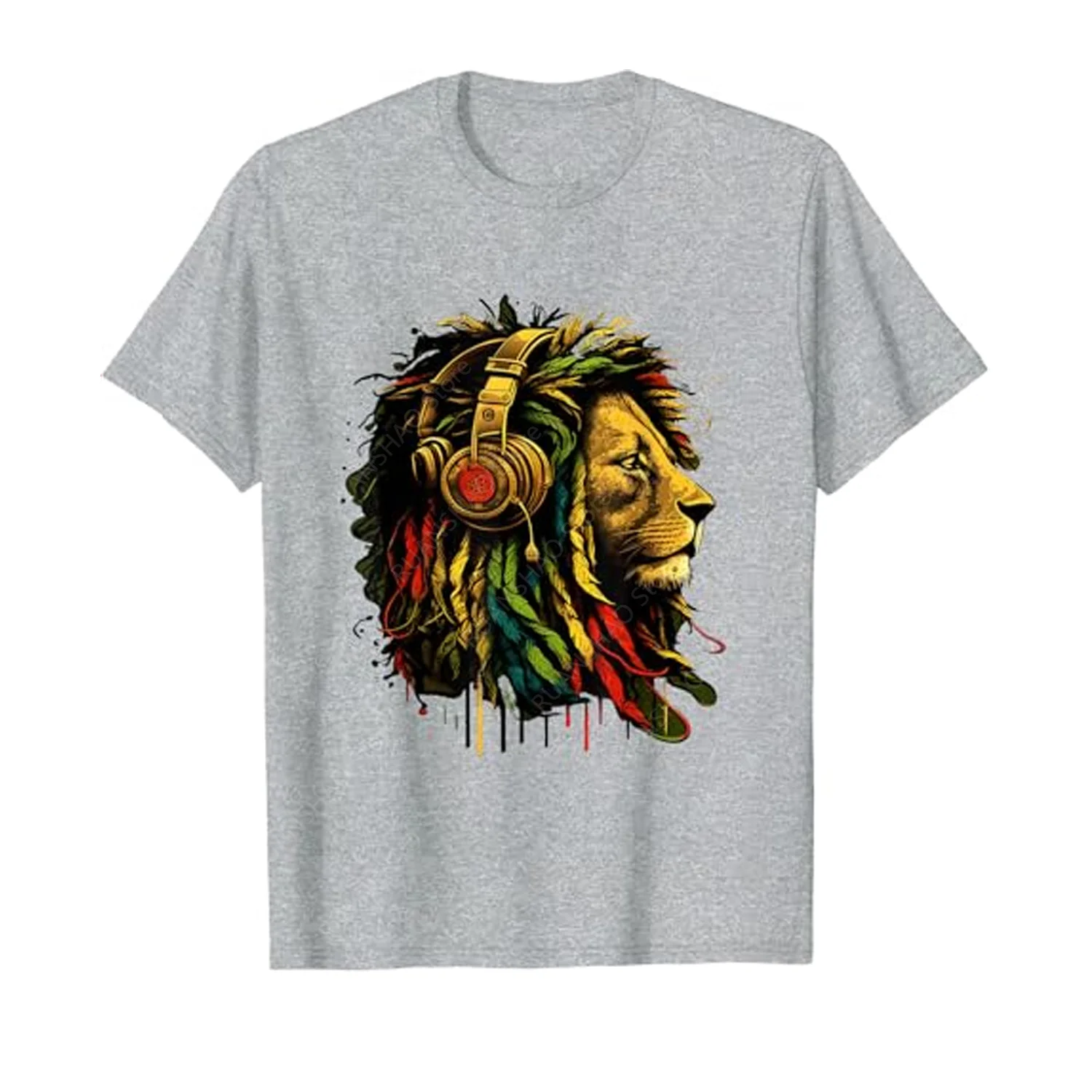 24-25 Trend Style Hip-Hop T-shirt Reggae Lion Rasta Rastafari Comfort Cotton Top Man and Women Hip-Hop Culture Print Fashion Tee