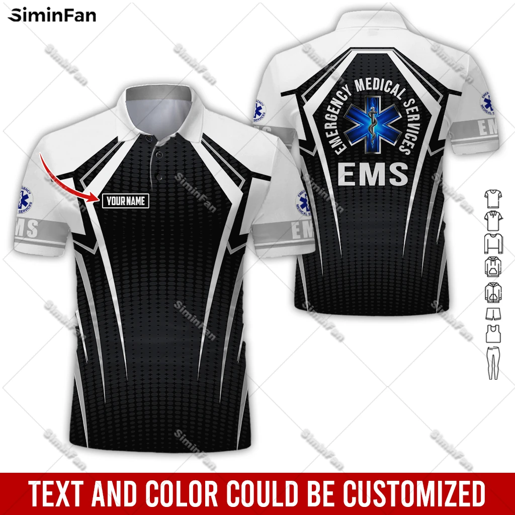 Custom Name EMS EMT Physical Therapy Mens Polo Shirts 3D Printed Male Lapel Tee Summer Sporty Tennis Tshirt Unisex Female Top-4