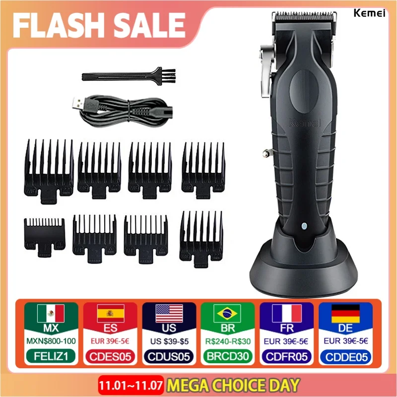 

Kemei KM-2296 Professional Hair Clipper for Men Hair Cutting Machine with Seat Charger Hair Trimmer Machine Haircut Machine