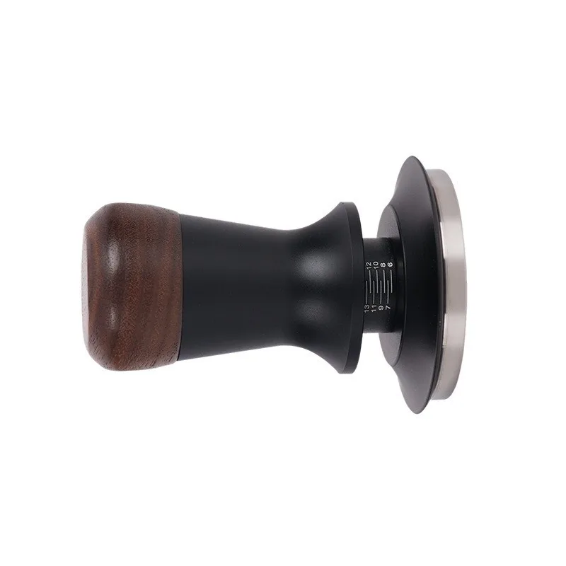 Walnut handle elastic powder press constant force powder press hammer stainless steel Italian balance powder dispenser51/53/58mm