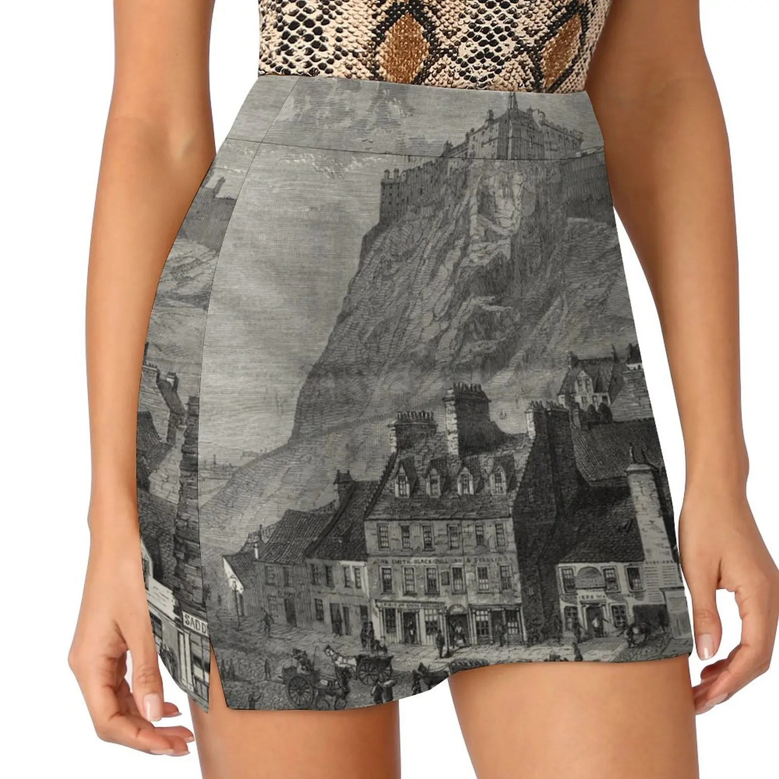 

Edinburgh Castle Old Engraving 1860 Mini Skirt clothes korean luxury clothing skorts for women womens clothing