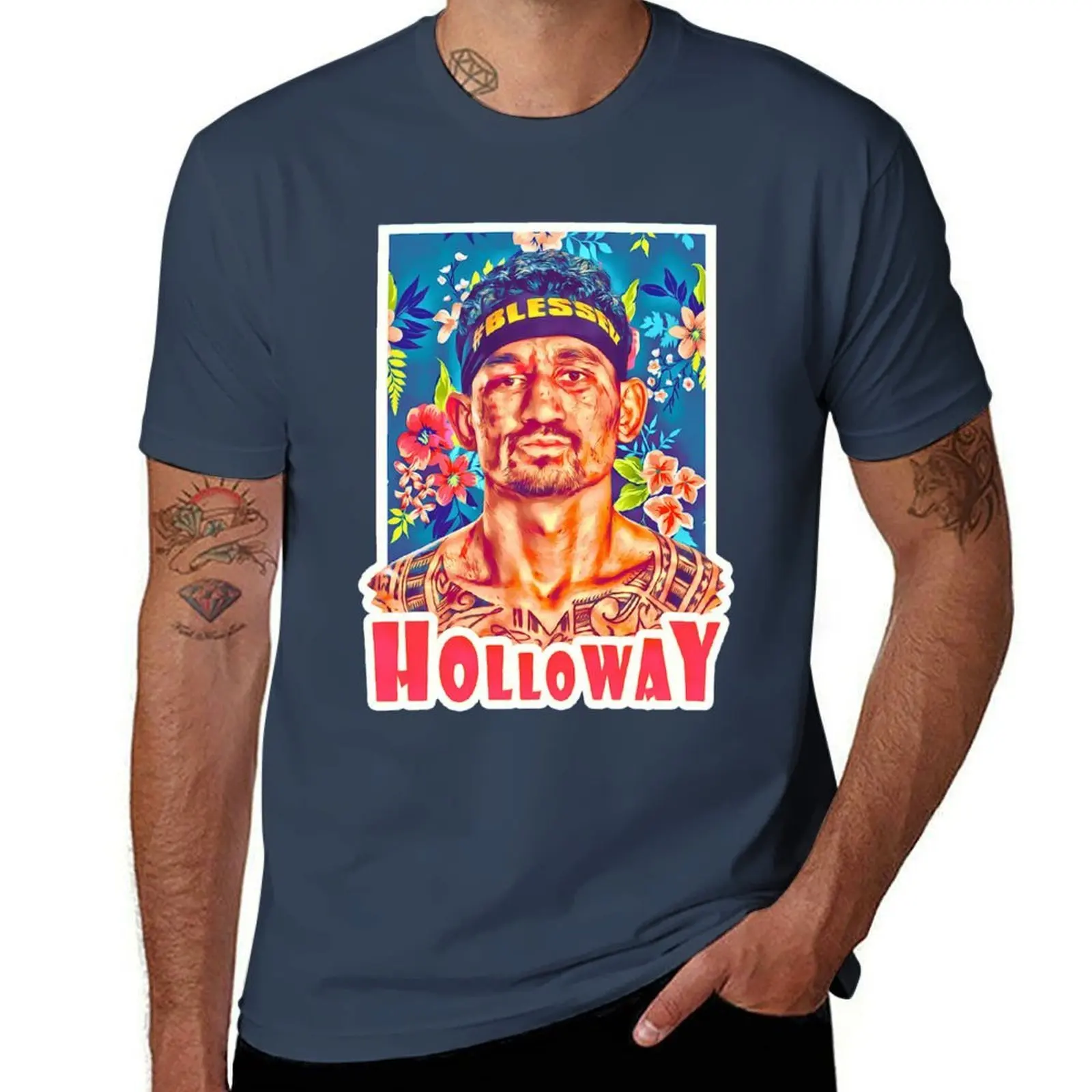 

Max Holloway Hawaiian Style T-Shirt Soft Touch Basic Cotton T-Shirt