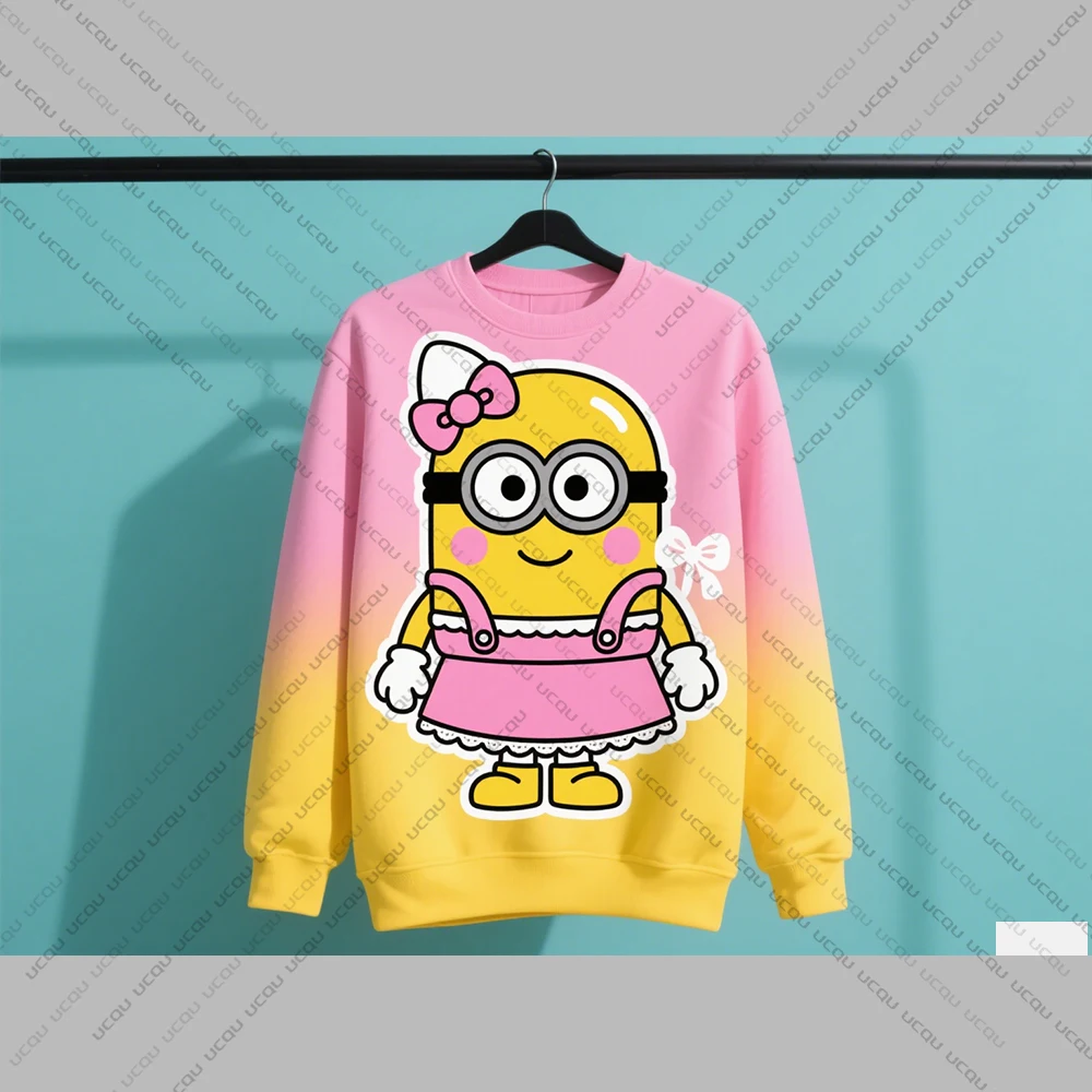 2025 Autumn Winter Sports Sweatshirt Hello Kitty Minions IP Character Fusion Pattern Essential For Personalized And Trendy Style
