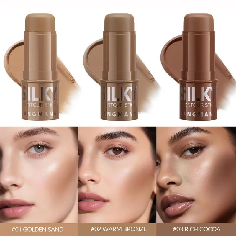 Tri-Color Multi-Functional Face Brightening Contour Stick Contouring &Brightening Skin-Perfecting Stick Waterproof Concealer Pen