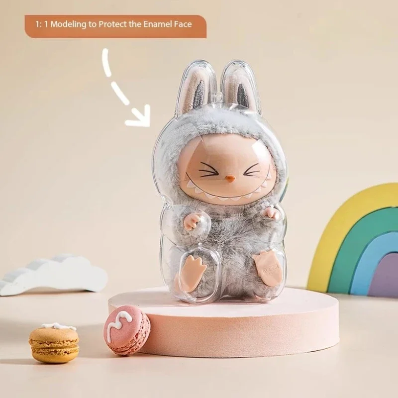 Labubu – housse de protection transparente pour jouets en peluche, sac d'exposition en peluche elfe mignon, Mini étui Portable en acrylique, boîte de rangement