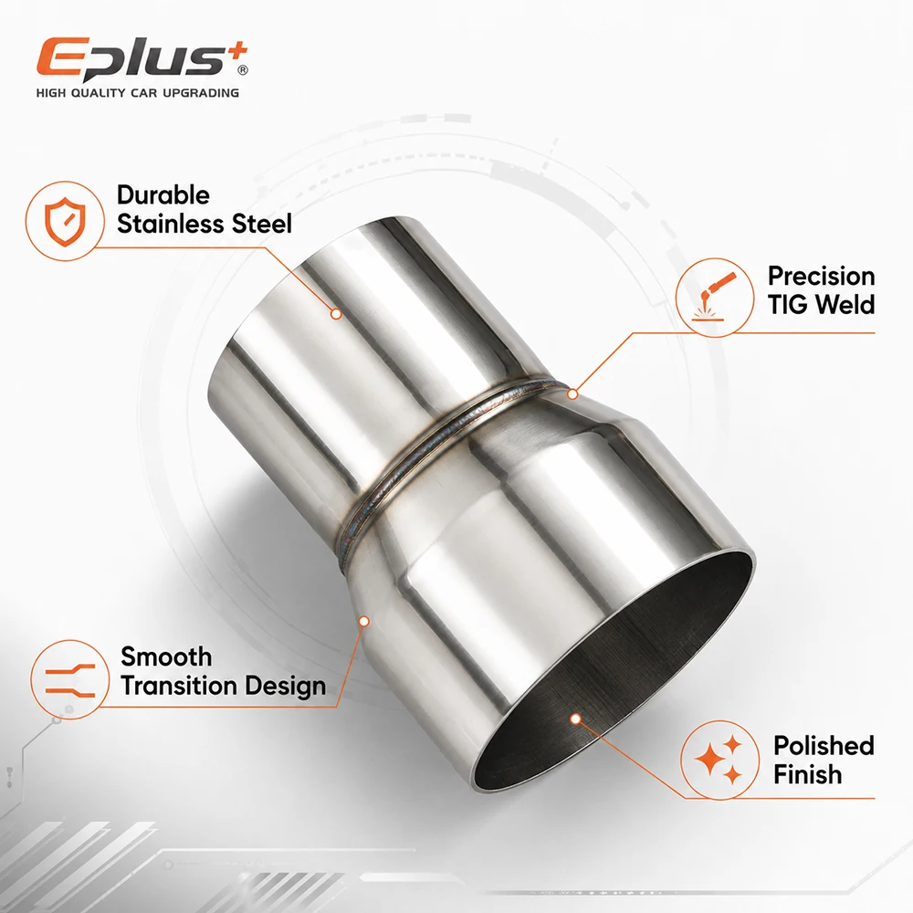 EPLUS Auspuffrohr-Reduzieradapter Edelstahl Universeller Gerader Anschluss für Auto- und Motorrad-Auspuffsysteme – Detail 5