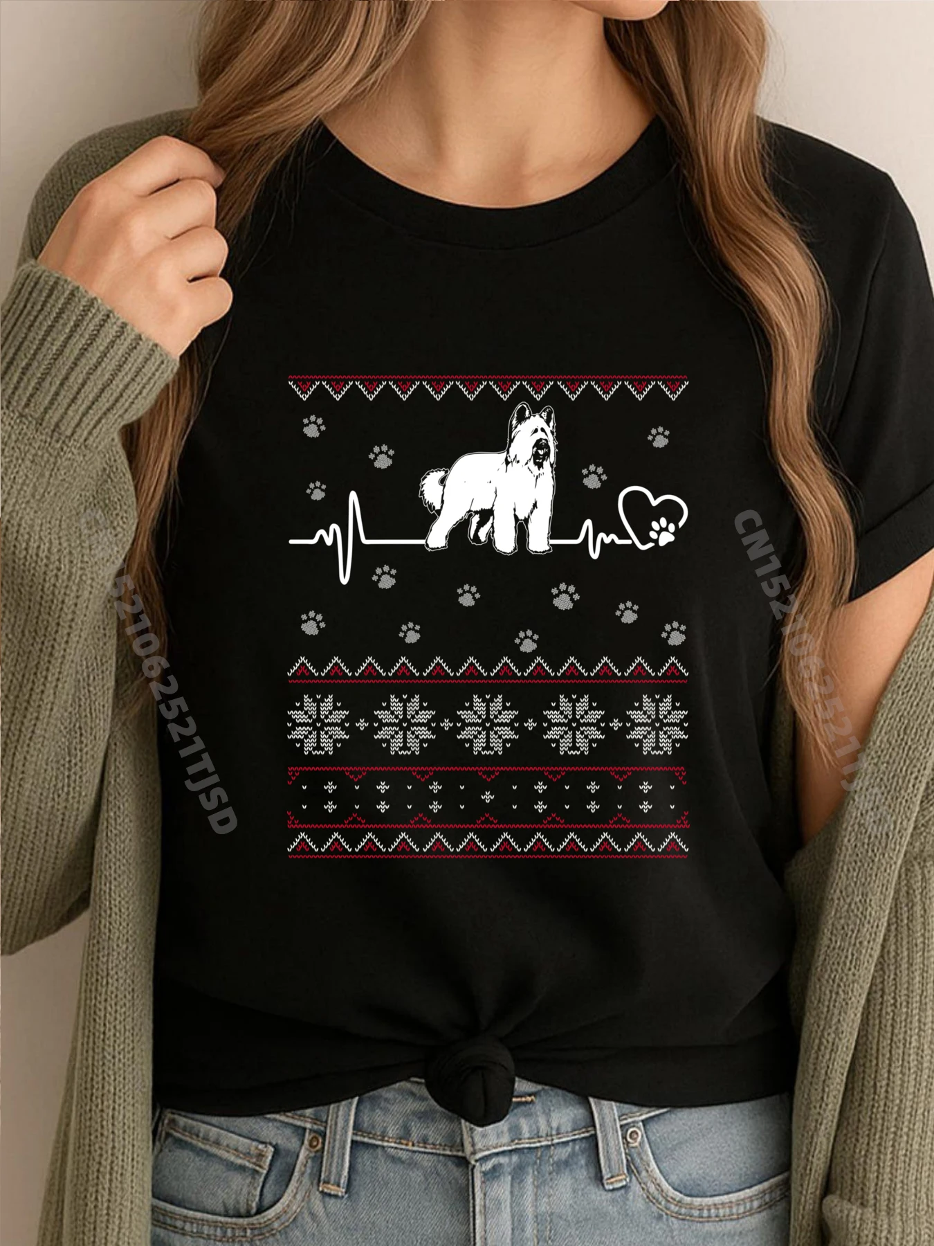 

My Briard Heartbeat for Christmas Mens Graphic Tshirts Winter Printed T-Shirt Geek