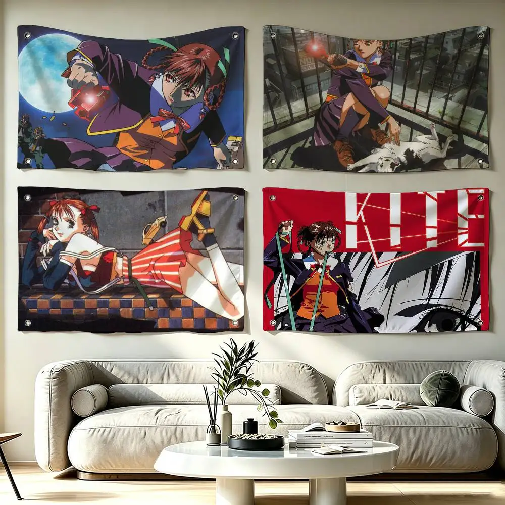 1998 Dark Hardcore A kite Flag Suitable For Party Club Outdoor Interior Wall Decoration Banner Fans Gift