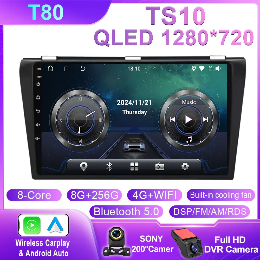 Android Draadloze Carplay Voor Mazda 3 2004 2005 2006 2007 2008 2009 Autoradio Met BOSE Multimedia Speler Stereo GPS Geen 2Din DVD