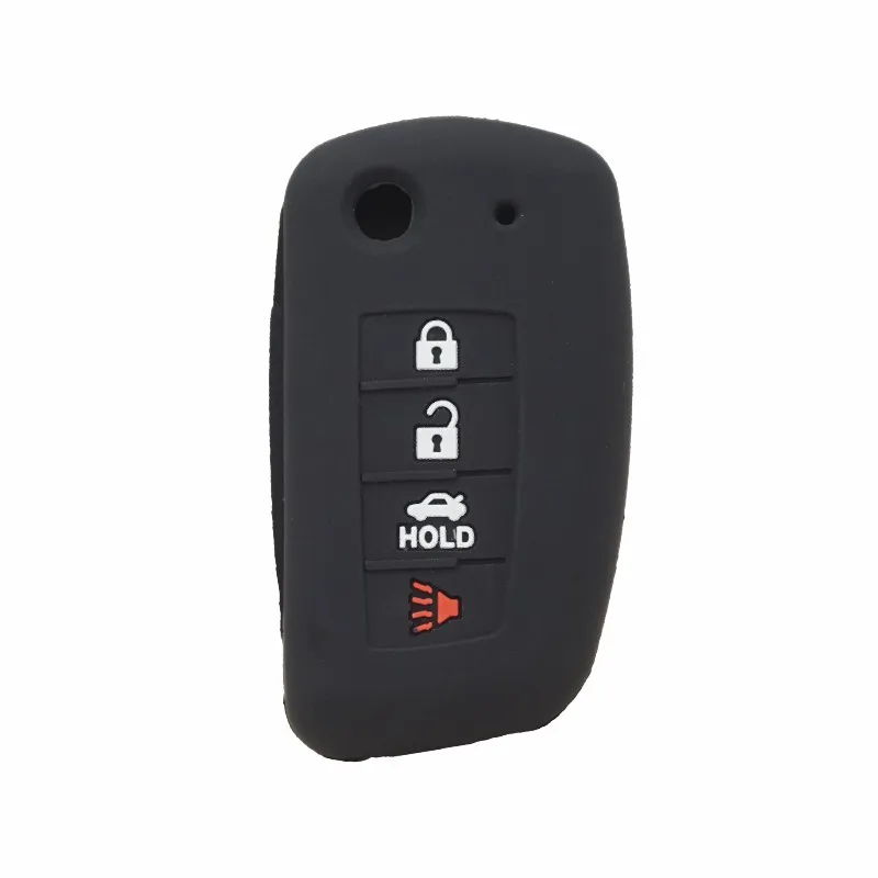 Xinyuexin Silicone Car Key Cover FOB Case for Nissan NV200 Sentra Versa 4 Buttons Flip Remote Key Holder Protector Car Accessory