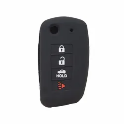 Xinyuexin Silicone Car Key Cover FOB Case for Nissan NV200 Sentra Versa 4 Buttons Flip Remote Key Holder Protector Car Accessory