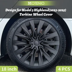 4 Stuks 18 Inch Turbine Wielkappen voor Tesla Model 3 Highland (2023–2026), Prestatieve Vervangende Hubcaps