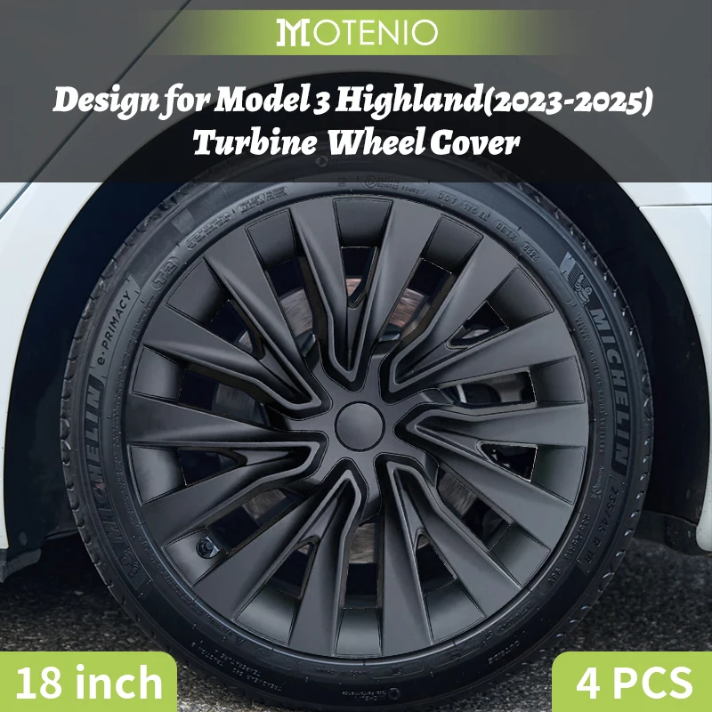4PCS Wheel Cap 18 Inch Turbine Automobile Hubcap for Tesla Model 3 Highland 2024-2026 Hub Cap Performance Replacement for Tesla
