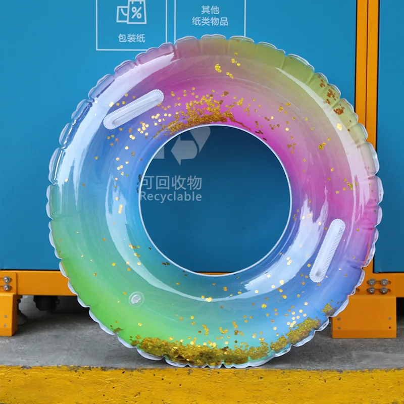 Inflatable Lifebuoy Adult and Child General Underarm Transparent Sequin Swimming Ring Pool Float Floaties for Adults image 2