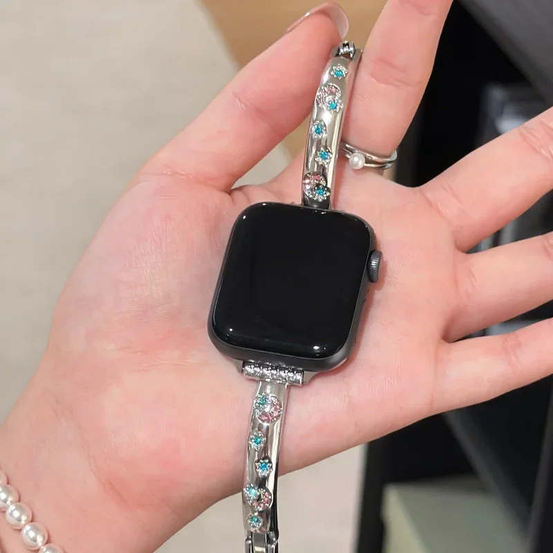 Advanced metal light luxury strap suitable for Apple iWatch strap 38mm 40mm 41mm 42mm 44mm 45mm 49mm fashionable strap