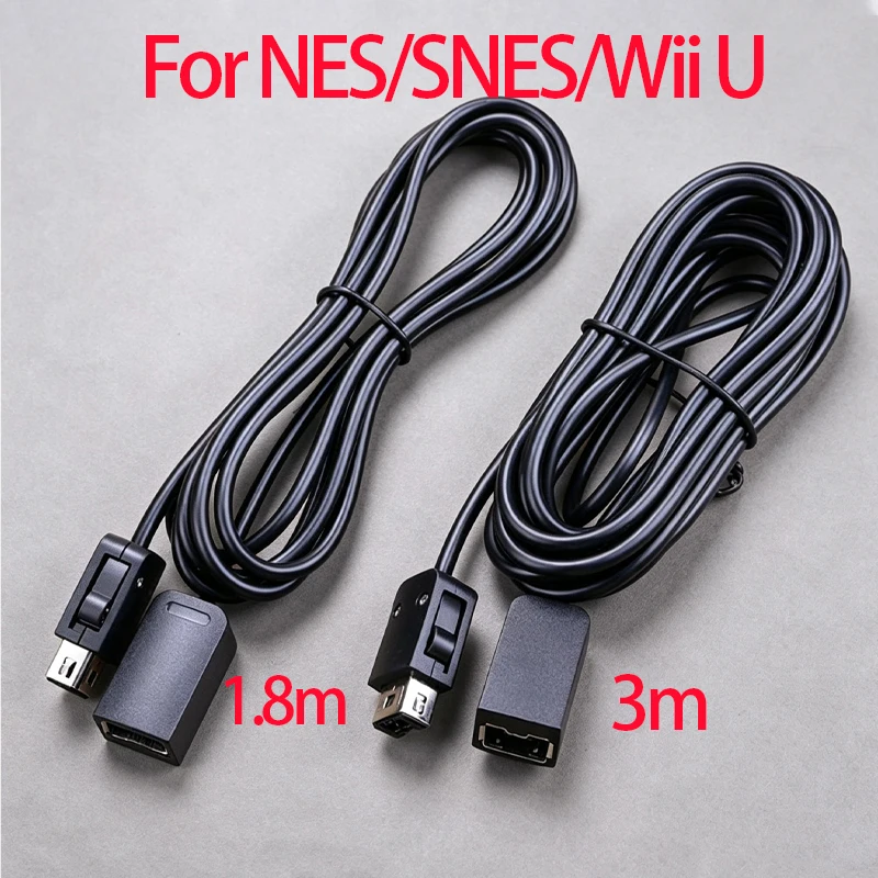 1PCS 1.8M 3M Extension Cable Game Extender Cord For SNES Classic Mini Controller For NES Wii Controller Black