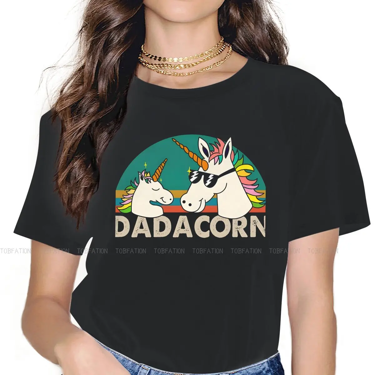 Dadacorn Dad  Vintage Unique TShirt for Girl Cute Unicorn Cartoon Creative Gift Idea  T Shirt Short Sleeve Ofertas