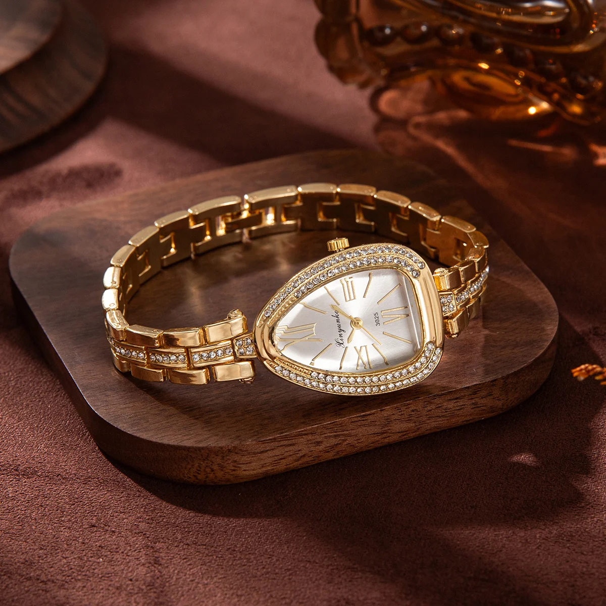 ساعة يد نسائية أنيقة - ساعة كوارتز ريترو على شكل دمعة كوارتز بمينا روماني بتصميم علامة تجارية فاخرة وإكسسوارات عطلة هدية #6