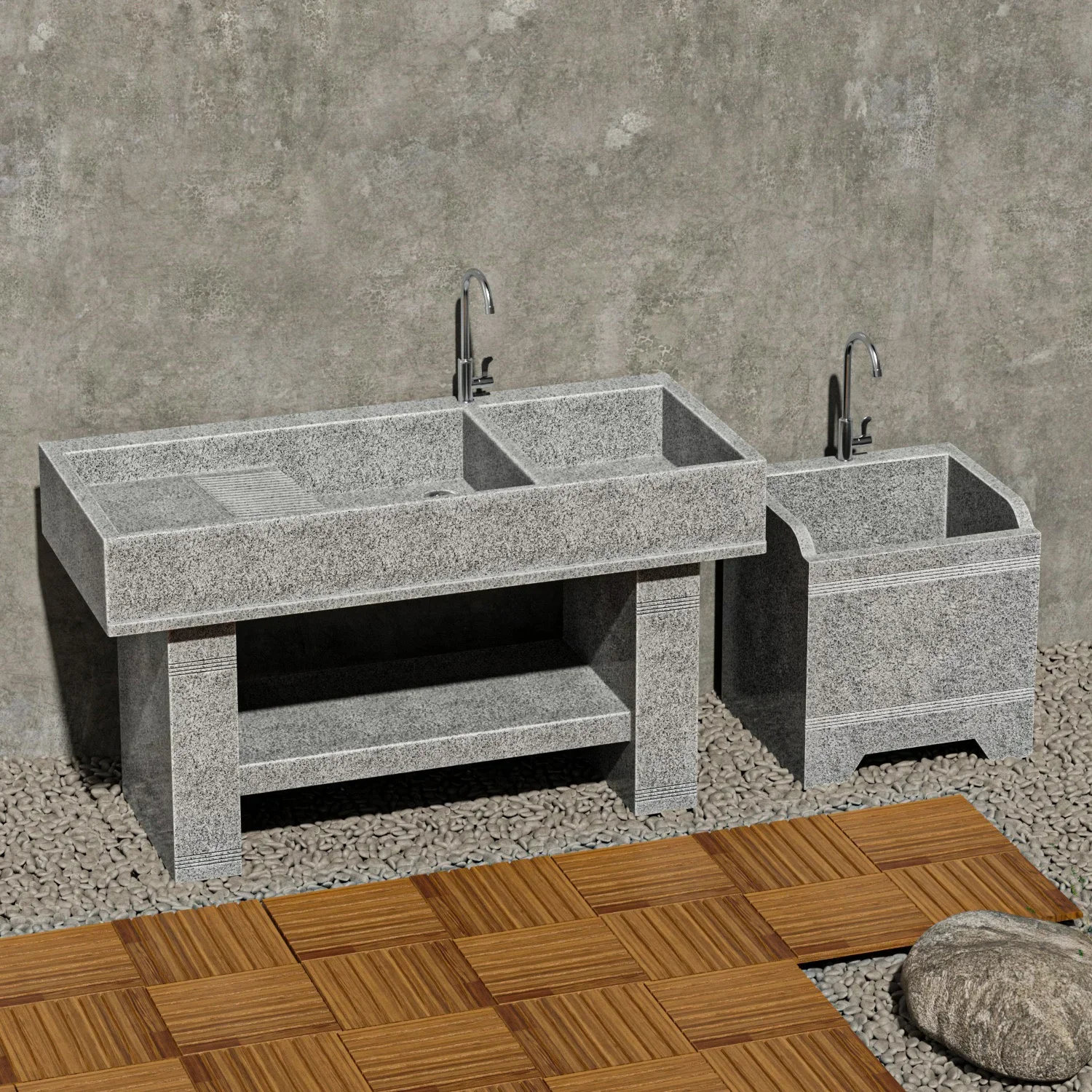 Marble Integrated Balcony Outdoor Laundry Pool Basin Rural Household Wash Washboard Courtyard Sink