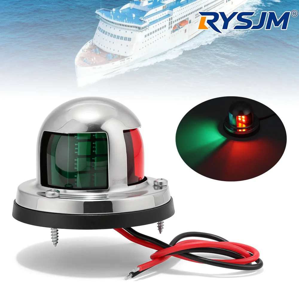 1Piece Boat Navigation Light Waterproof Signal Warning Lamp Boat Bow Light for Marine Skiff Yacht Greed & Red LED Sailing Lamp