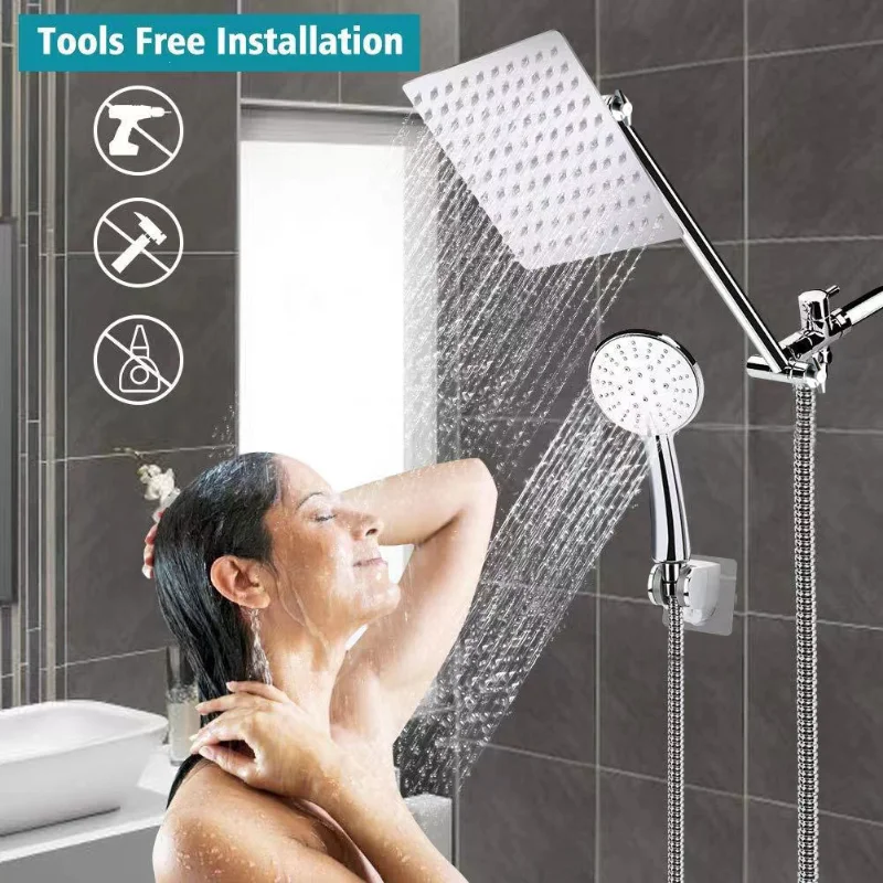 8/10 Inch Luxury Ceiling Shower System Bathroom Rain Shower Set High Pressure Water Saving Showers Faucet with Hand Showerhead