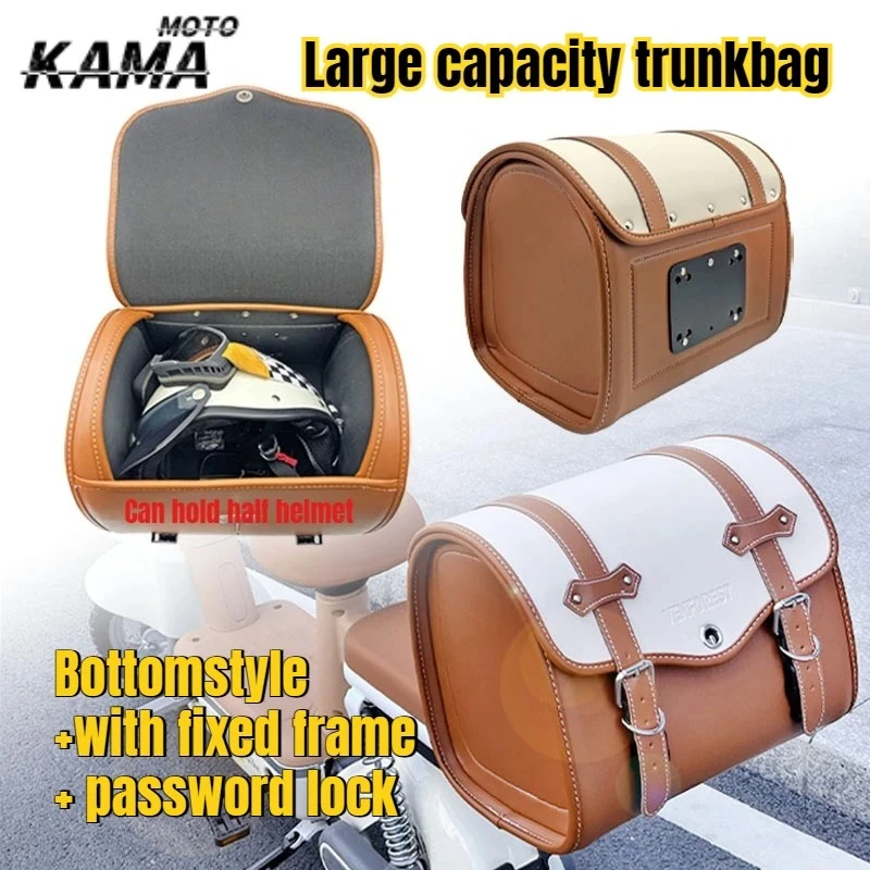 Universal Mopeds Rear End Bag Motorcycle Back Seat Retro Shelf Bag Retro Leather Waterproof Moto Acessorios Highcapacity