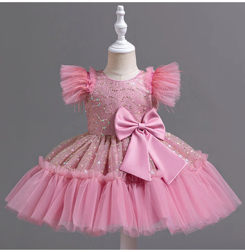 2024 new girl carnival clothing lace small flying sleeve short princess skirt sloppy tulle Western Christmas princess dress