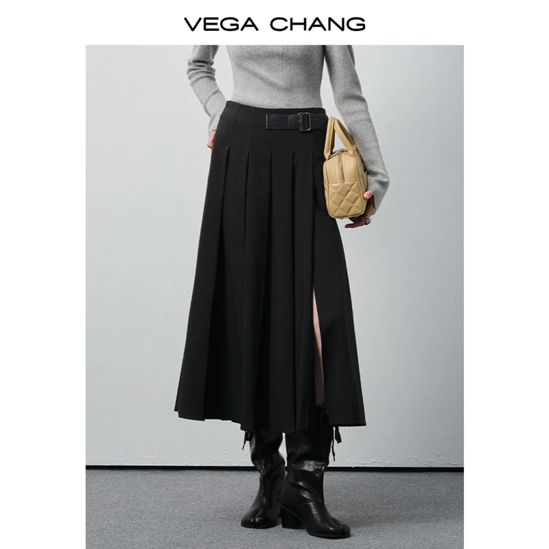

Vega Chang Skirt for Women, New Autumn and Winter High-Waisted Slit Skirt That Covers the Hips, Makes You Look Slimmer and Longer Legs, Mid-Length Skirt