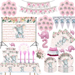 Roze Olifant Verjaardagsfeestje Decoratie Ballon Wegwerp Bestek Verjaardagsfeestje Decoraties Baby Shower Decor Supply Gift