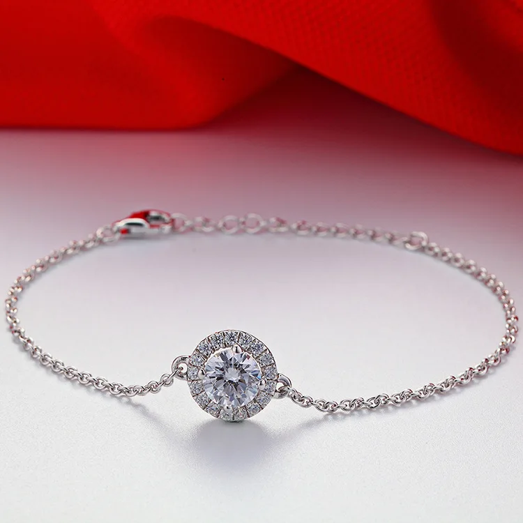 

PT950 platinum bracelet surrounded by diamonds 1 carat high carbon diamond womens jewelry