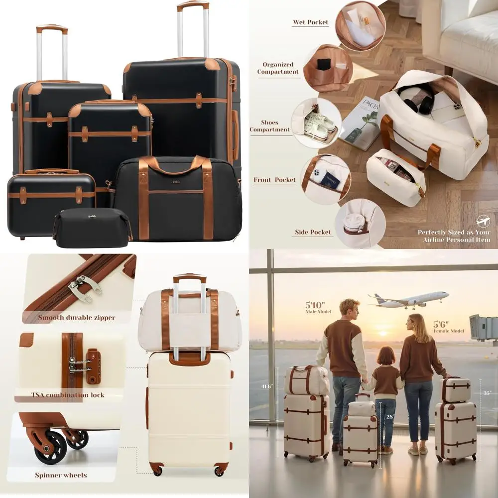 

3-piece hardside spinner suitcase set with tsa lock and telescopic handle for carry-on luggage