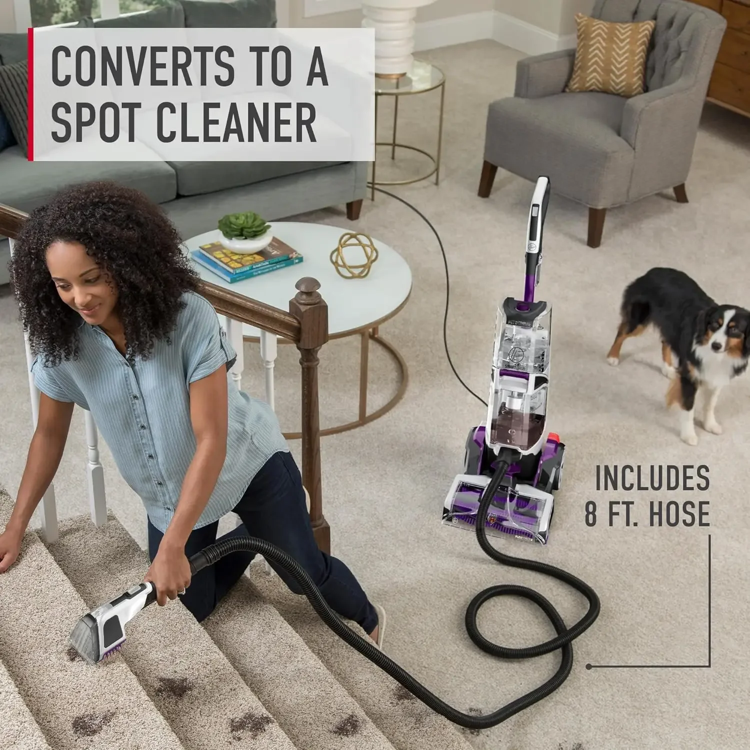 Pet Automatic Carpet Cleaner Machine with Spot Chaser Wand, Deep Cleaning Shampooer, Carpet Deodorizer and Pet