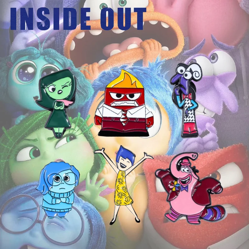 

Fashion Trend Disney Inside Out 2 Pins Creative Cute Sadness Anger Disastor Fear Anime Up Movie Metal Brooch DIY Clothes Patch