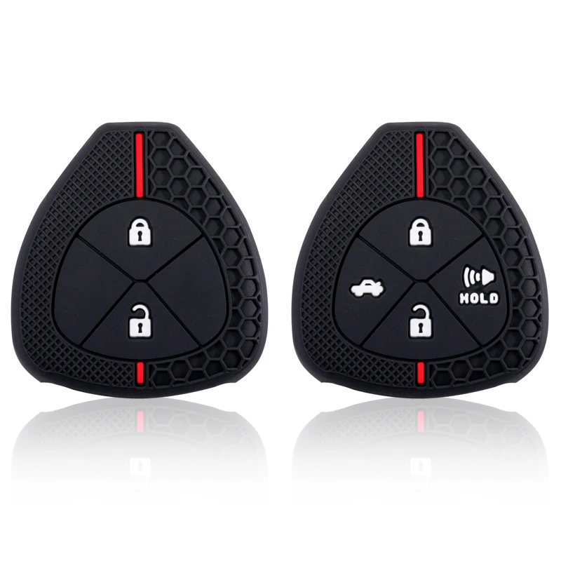 Funda de silicona para llave de coche, funda para Toyota Auris HiLux Corolla Fortuner Prado Verso Camry Yaris Vitz Vios Ractis 2/3/4 botones