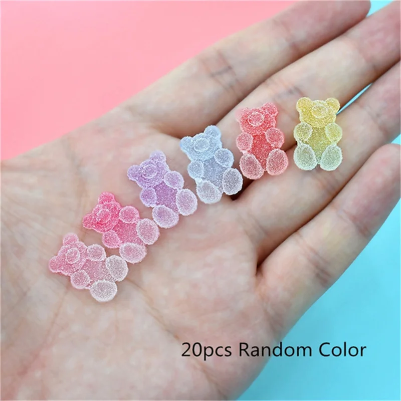 20pc Kawaii Accessories Cute Bear/ Lollipop Resin Nail Art Charms Lovely Candy/Flower Nails Rhinestones DIY Manicure Decorations