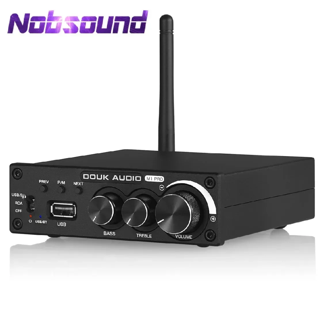 

Nobsound Bluetooth 5.0 Power Amplifier 320W Stereo 2.0 Channel Subwoofer Amp Treble Bass Adjust USB Lossless Music Player