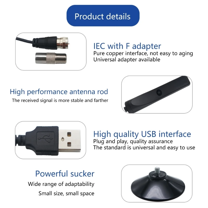 Ăng-ten HDTV rõ ràng cao Bộ khuếch đại kỹ thuật số trong nhà có thể tháo rời Cáp 118.11in