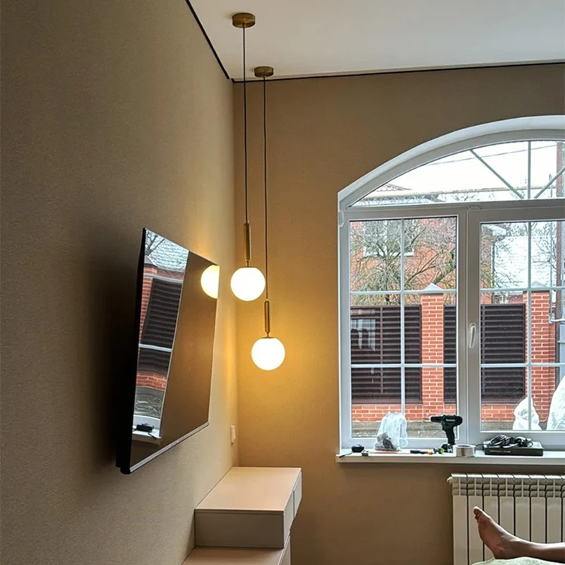 Minimalist Pendant Light Bedroom Hanging Lamp Long Line Lighting Black/Gold Living Room TV Background Wall Decor Wire Suspension