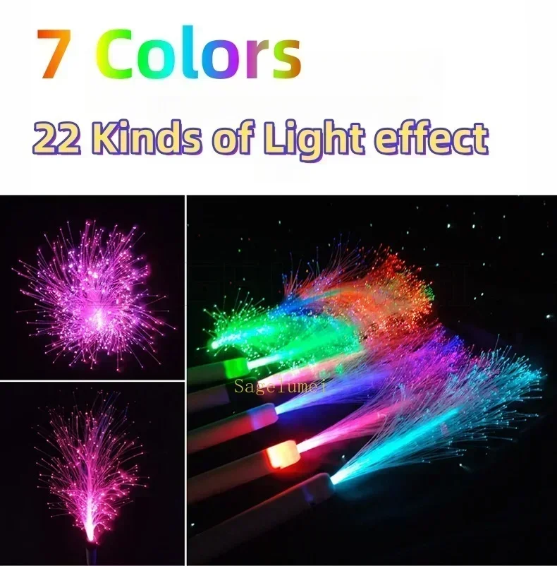 LED Fiber Optic Wands Glow Sticks Flashing Concerts Rave Colorful Flashing Concert with Strap LED Light Up Show Atmosphere Props