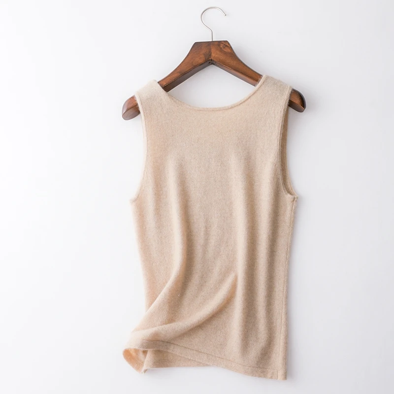 new 100% pure wool U-neck ladies\' T-shirt fashion slim sweater cashmere bottoming slim vest female