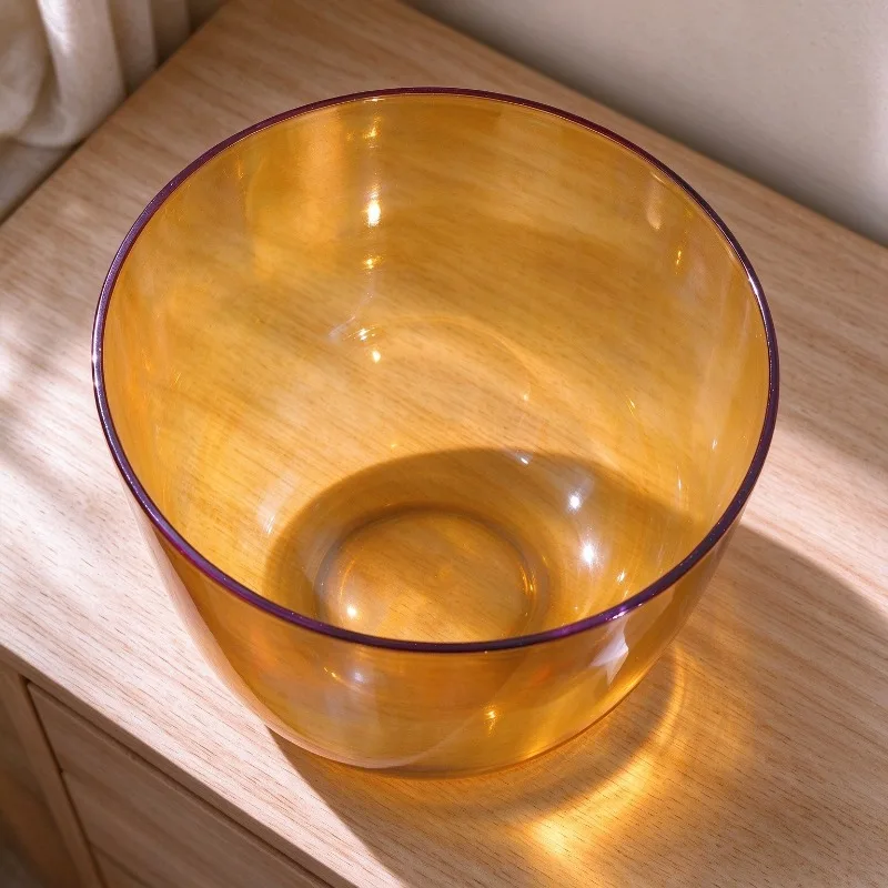 3 Scale Sound Bowl E Tone 432/440Hz Singing Bowl 7.5 Inch Crystal Singing Bowls Meditation Yoga Yellow Percussion Instruments