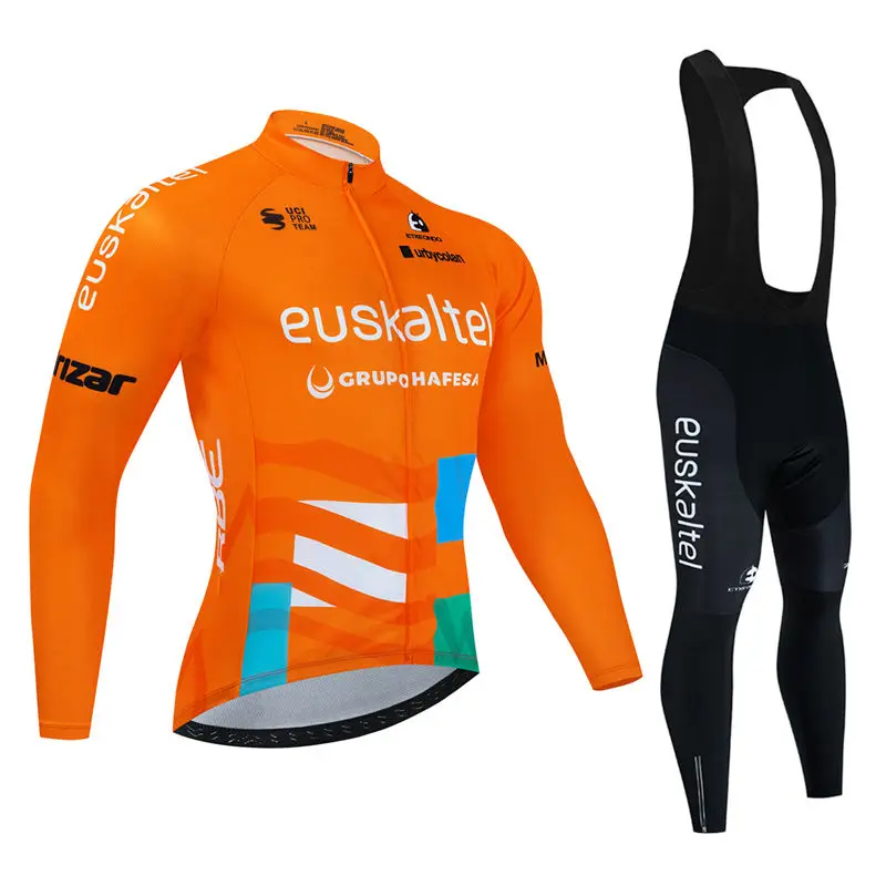 EUSKADI Profession Team Spring Long Sleeve Cycling Jersey Set Men Bicycle Clothes MTB Bike Jersey Bib Pants Kit Ropa Ciclismo