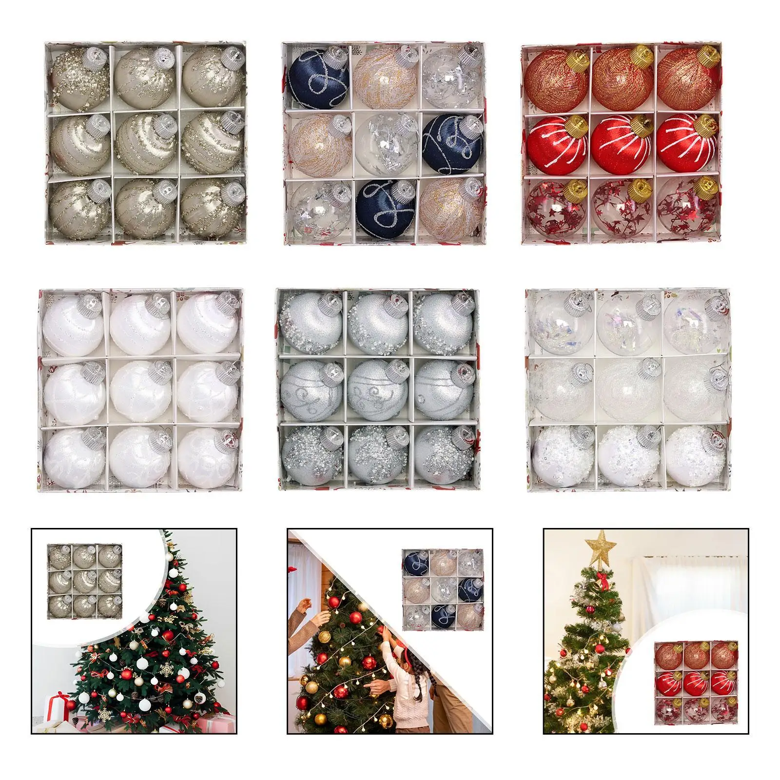 9 Pieces Christmas Ball Decorations 8cm Dia for Fireplaces Halloween Wedding