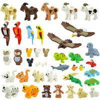 MOC City Animal Building Block Figures Goat Sheep Eagle Owl Panda Parrot Seagull Penguin Zoo Fram Accessories Bricks Toy Gift