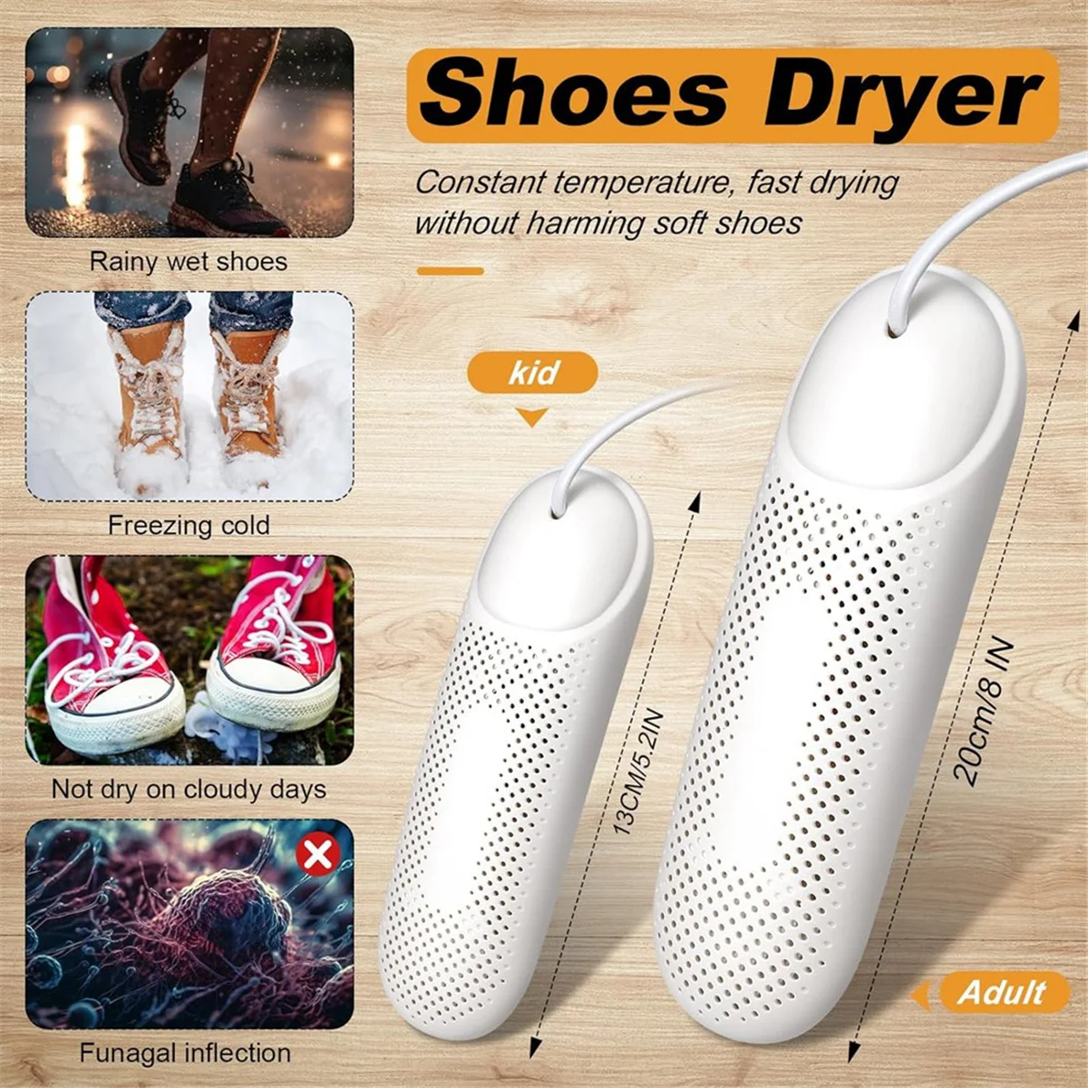Boot Dryer Shoe Dryer Foot Dryer Portable Footwear Dryers Machine with 3 Timer Modes Fireproof Drying for Adults EU Plug
