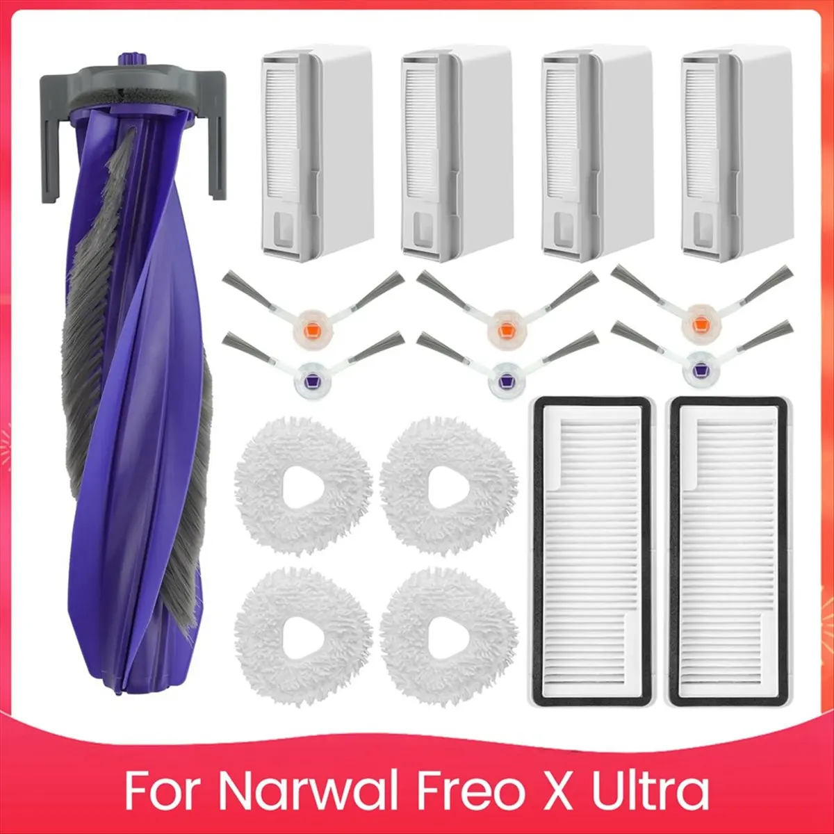 T83C-Accessories Kit for Freo X Ultra Robot Vacuum Cleaner Main Side Brush Hepa Filters Mop Pads Dust Bags