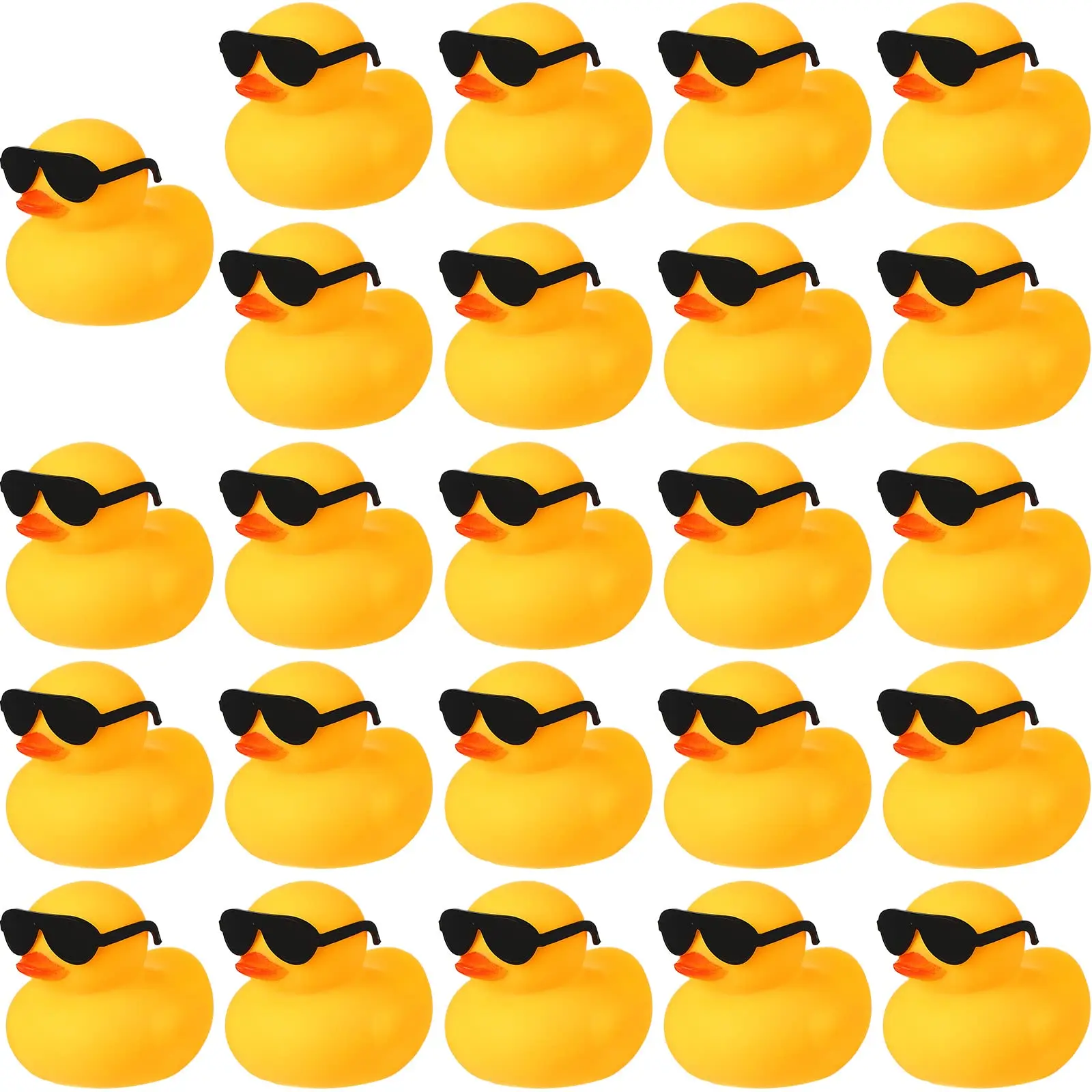 

24Pcs Mini Rubber Ducks with Sunglasses, Rubber Ducks in Bulk Duck Bathtub Toys for Cruise Kids Classroom Gift Exchange