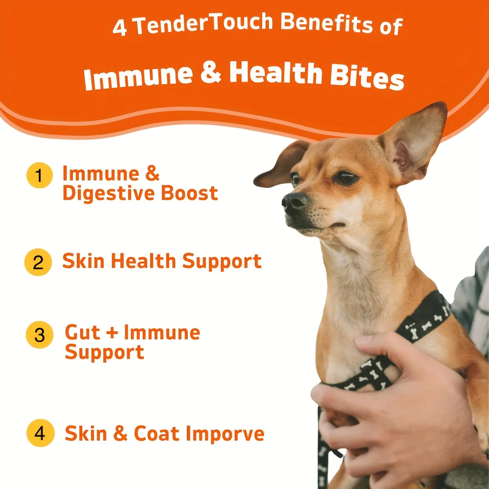 120 Chews - 1 Pack(1 x 180g/6.35oz) 180g/6.35oz - TenderTouch Allergy & Immune Supplement for Dogs  - Dog Allergy Support