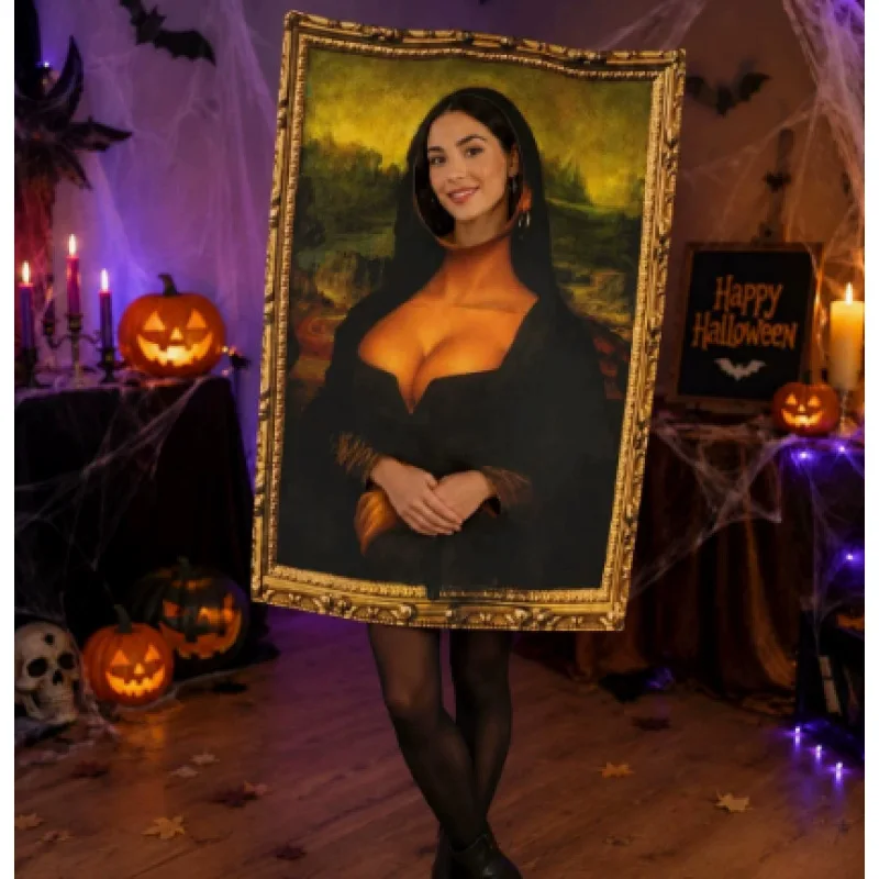 Funny Painting Frame Cosplay Outfit Art Print Sponge Fabric Costume Halloween Party Novelty Prop Adult‑kid Role Play Fancy Dress